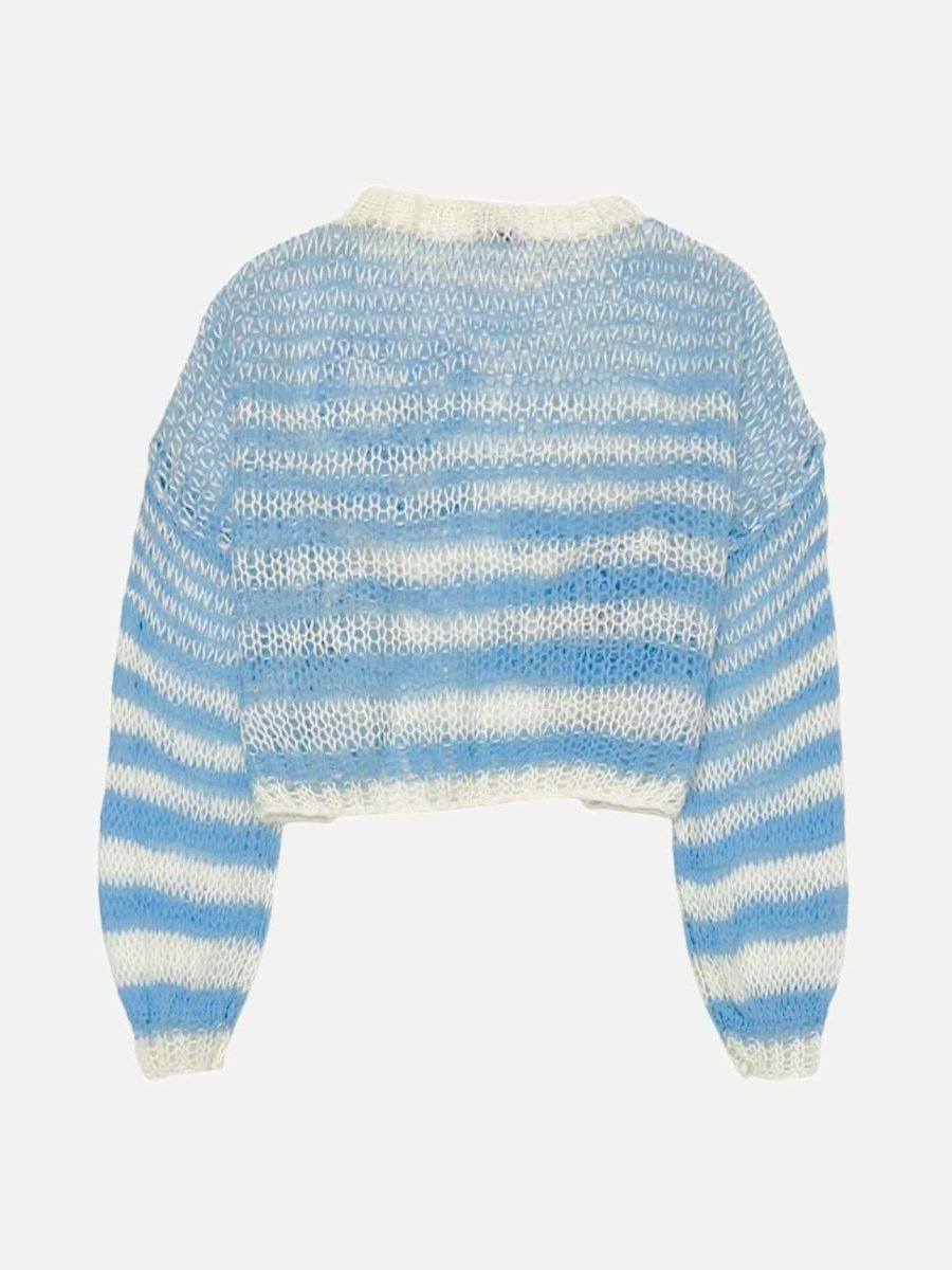 Pre - loved LOEWE Anagram Blue & White Striped Jumper at Reems Closet