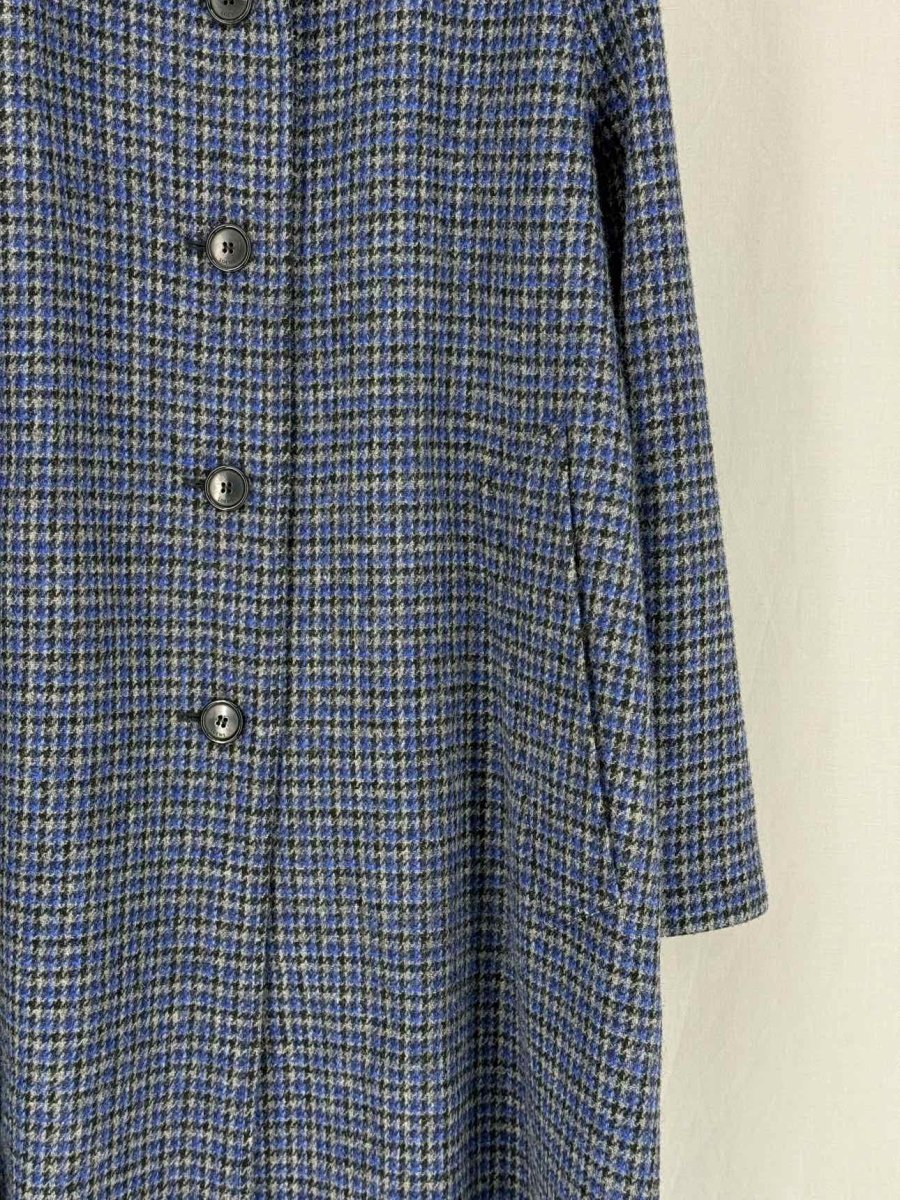 Pre - loved LOEWE Blue Multicolor Checkered Size US 2 Coat at Reems Closet