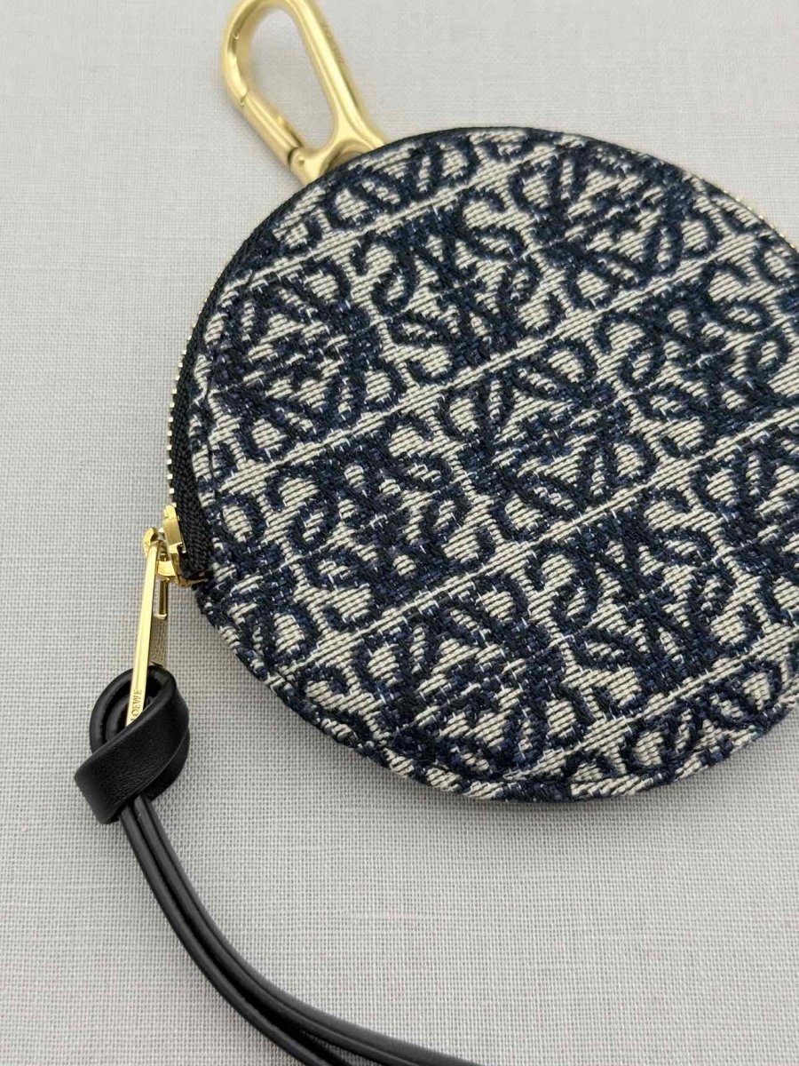 Pre - loved LOEWE Blue & White Logo Coin Wallet at Reems Closet