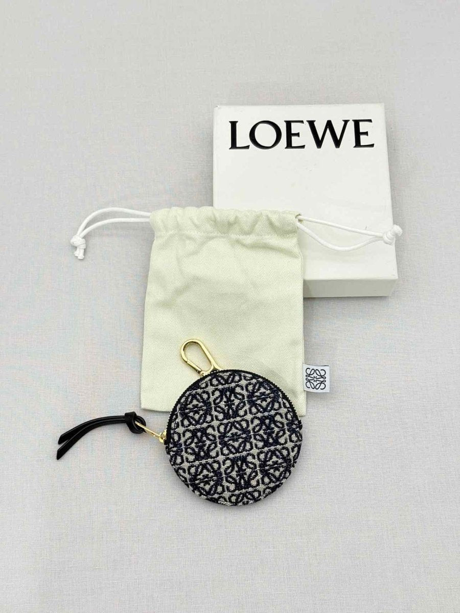 Pre - loved LOEWE Blue & White Logo Coin Wallet at Reems Closet