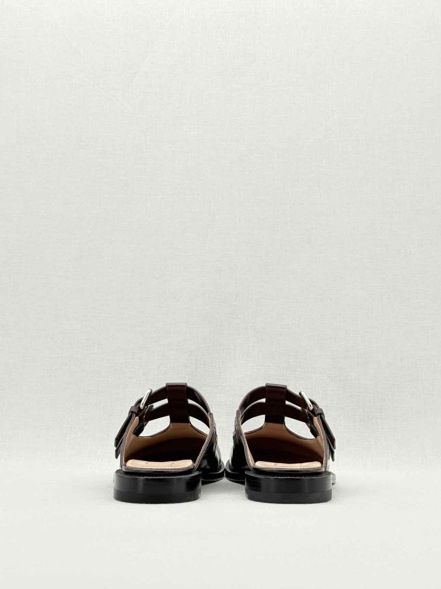 Pre - loved LOEWE Campo Mary Jane Burgundy Size EU 38 Mules at Reems Closet