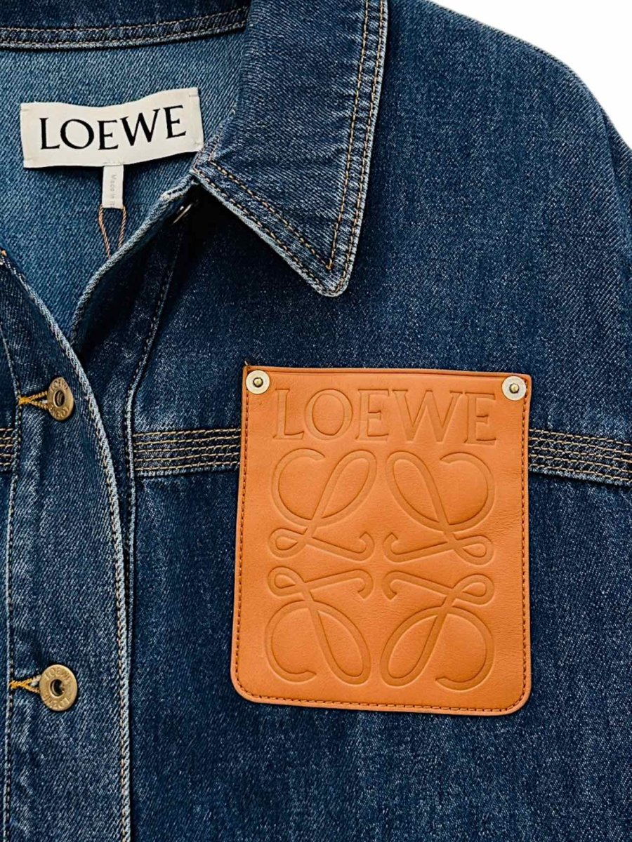 Pre - loved LOEWE Denim Dark Blue Anagram Logo Jacket at Reems Closet