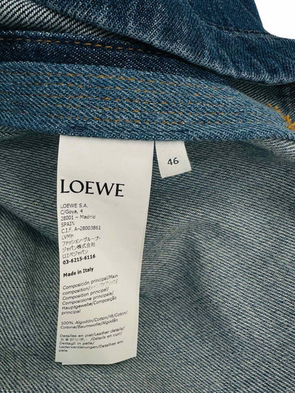 Pre - loved LOEWE Denim Dark Blue Anagram Logo Jacket at Reems Closet