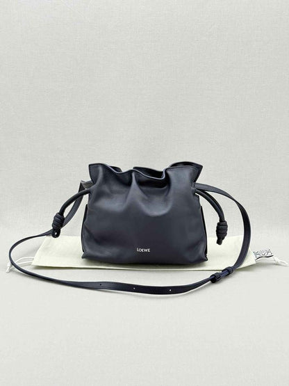 Pre - loved LOEWE Flamenco Black Clutch at Reems Closet