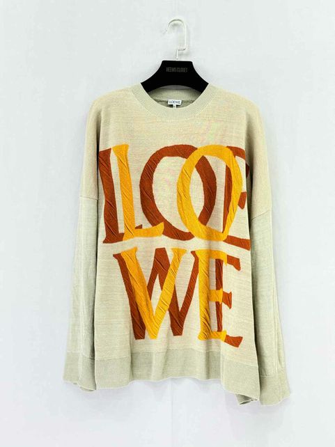 Pre - loved LOEWE Love Jacquard Beige Jumper at Reems Closet