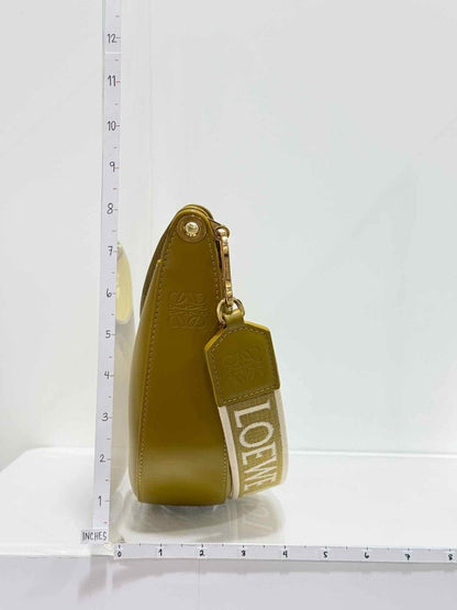 Pre - loved LOEWE Luna Olive Green Hobo bag at Reems Closet