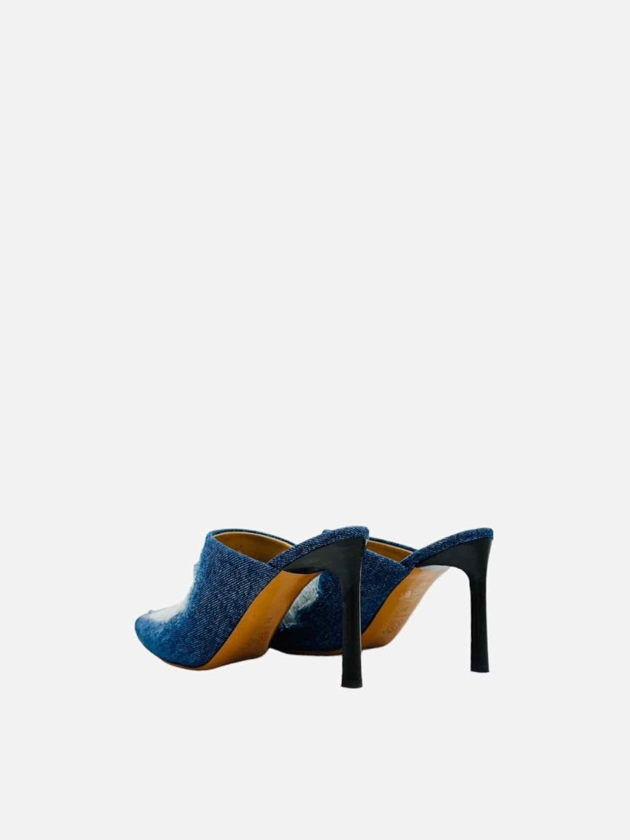 Pre - loved LOEWE Ripped Denim Blue & White Size EU 38 Mules at Reems Closet