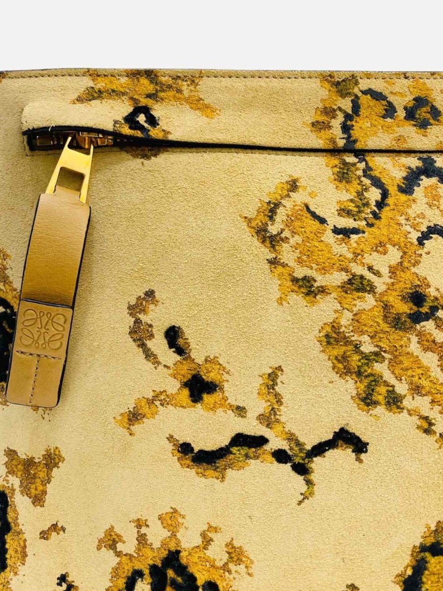 Pre - loved LOEWE T Pouch Beige Tapestry Clutch at Reems Closet