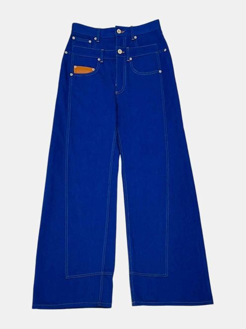 Pre - loved LOEWE Trompe L'oeil Blue Double Waist Jeans at Reems Closet