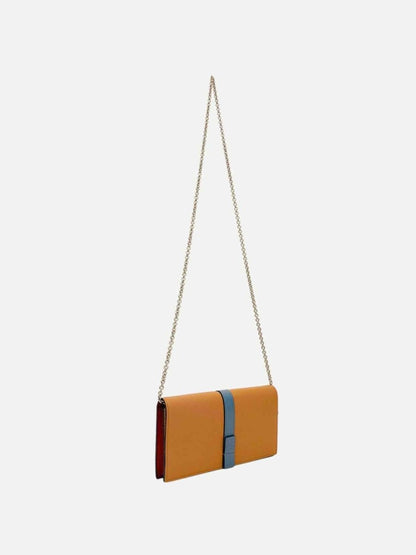 Pre - loved LOEWE Wallet on Chain Mocha, Blue & Brick Shoulder Bag at Reems Closet