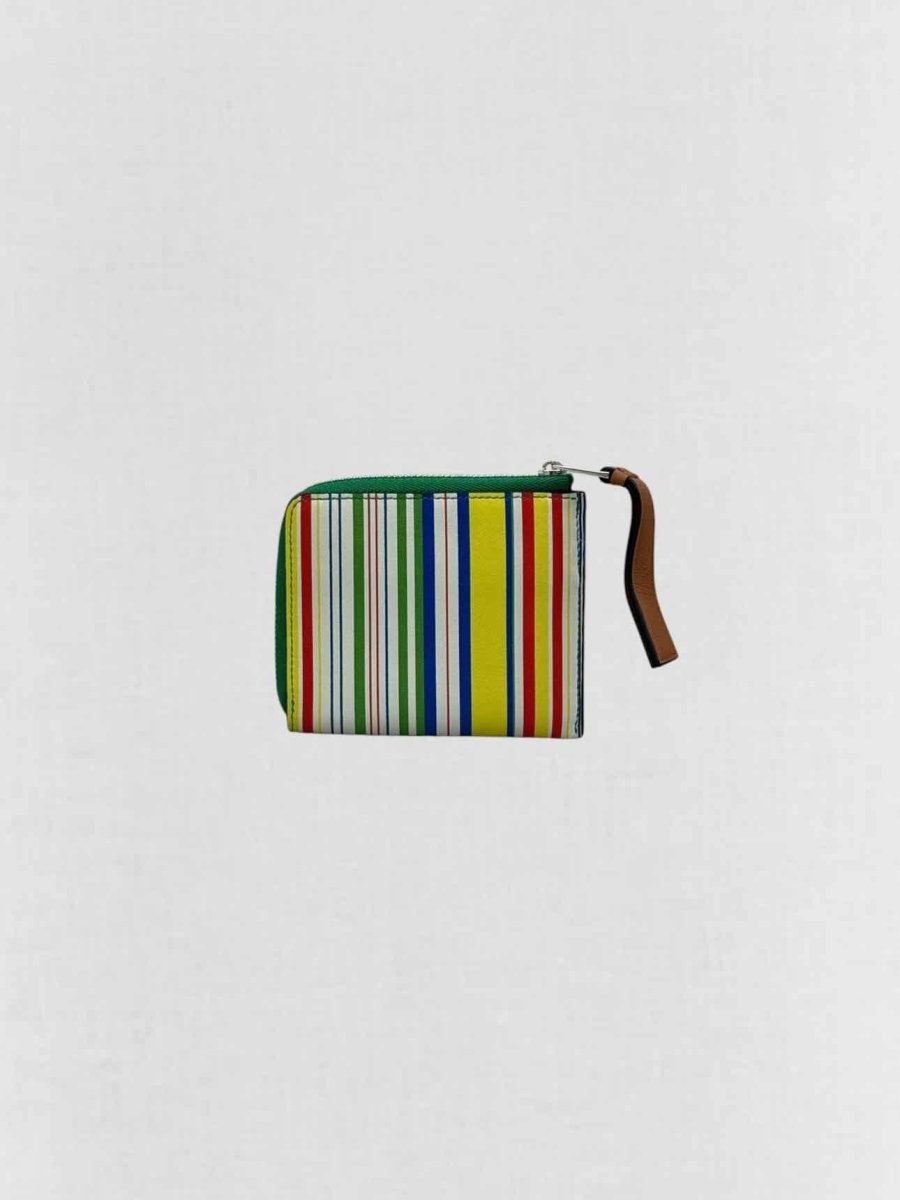 Pre-loved LOEWE White Multicolor Striped Compact Wallet at Reems Closet