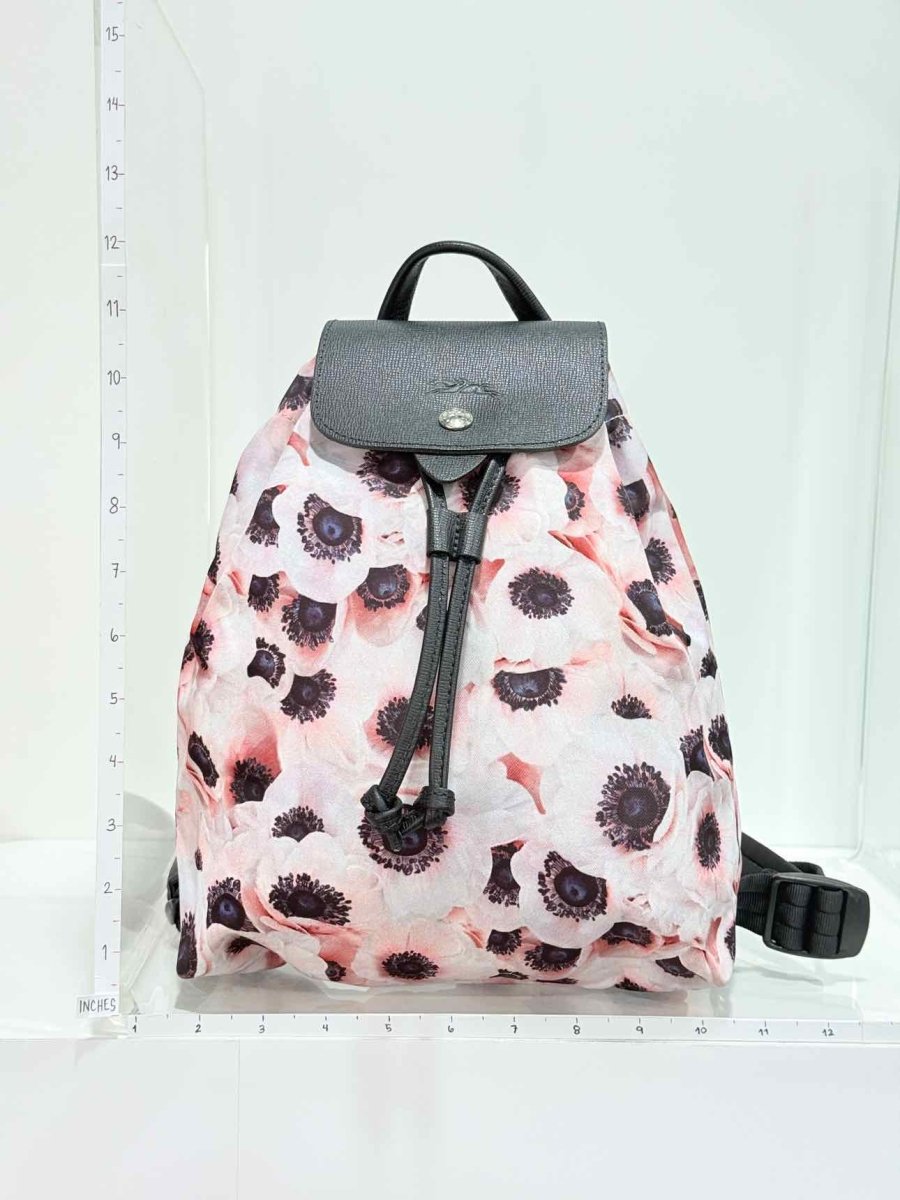 Pre - loved LONGCHAMP Le Pliage Pink Multicolor Floral Backpack at Reems Closet