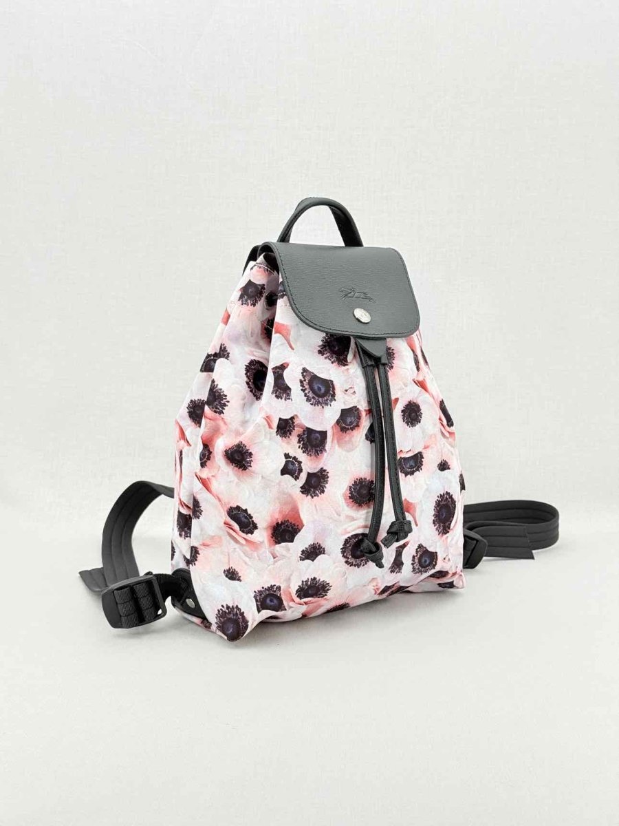 Pre - loved LONGCHAMP Le Pliage Pink Multicolor Floral Backpack at Reems Closet