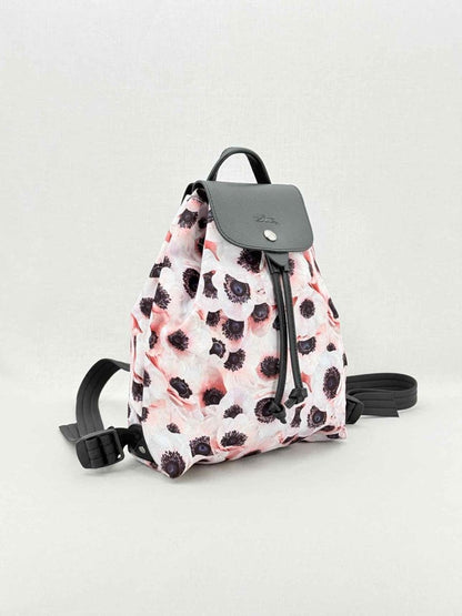 Pre - loved LONGCHAMP Le Pliage Pink Multicolor Floral Backpack at Reems Closet