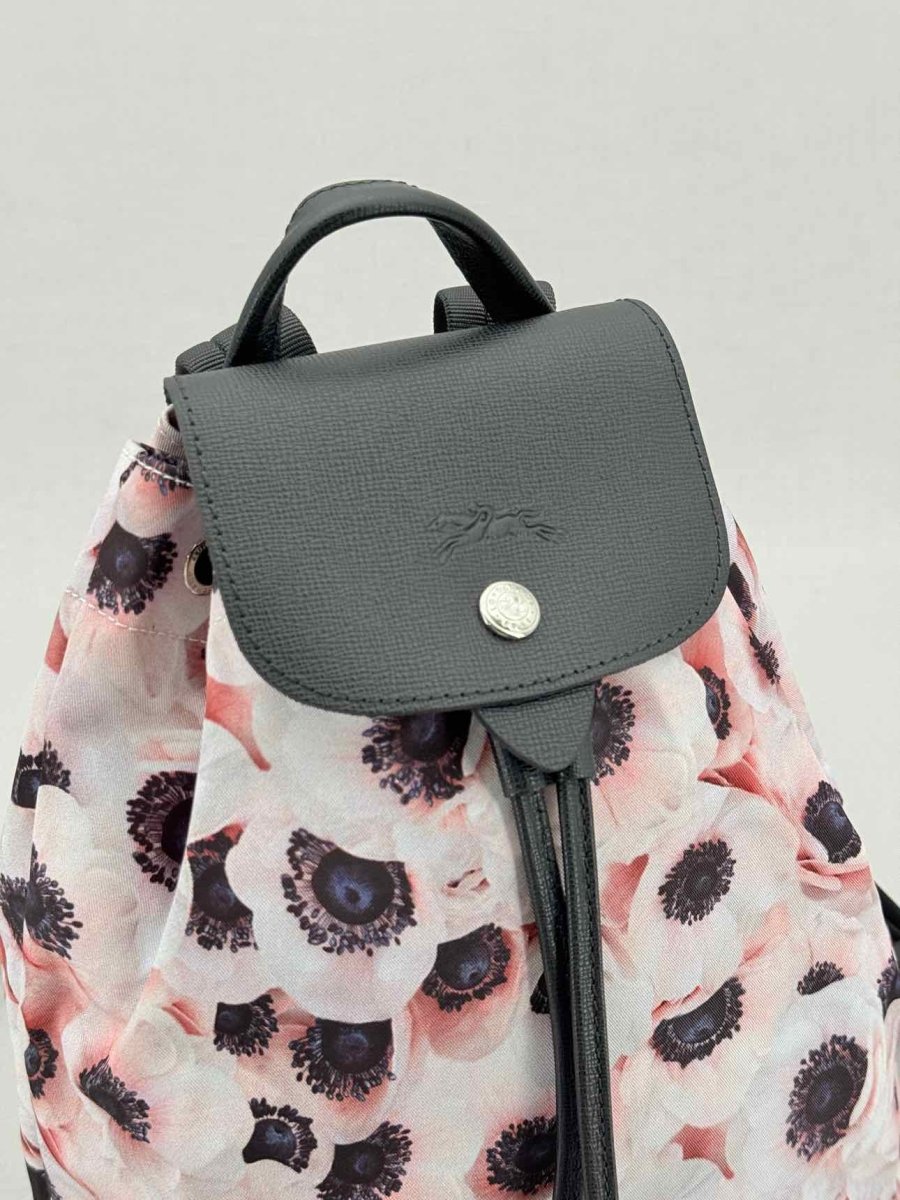 Pre - loved LONGCHAMP Le Pliage Pink Multicolor Floral Backpack at Reems Closet
