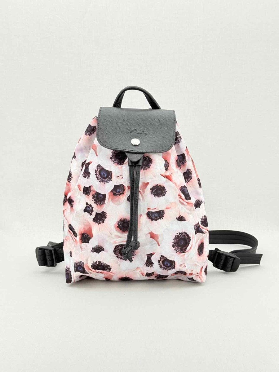 Pre - loved LONGCHAMP Le Pliage Pink Multicolor Floral Backpack at Reems Closet