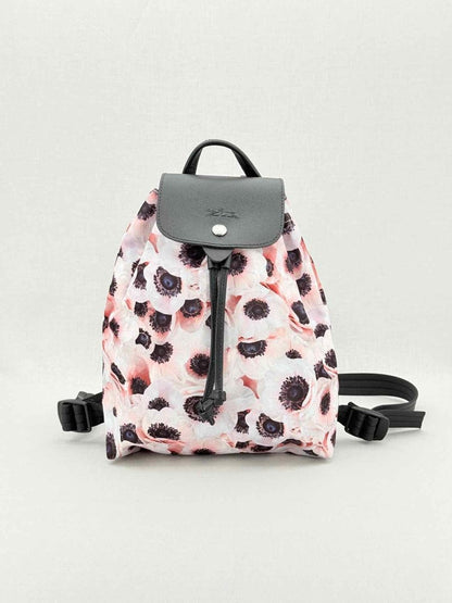 Pre - loved LONGCHAMP Le Pliage Pink Multicolor Floral Backpack at Reems Closet