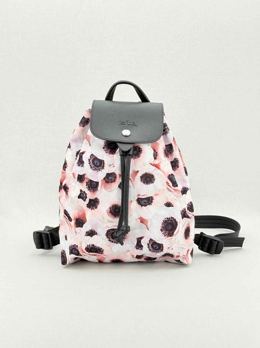 Pre - loved LONGCHAMP Le Pliage Pink Multicolor Floral Backpack at Reems Closet