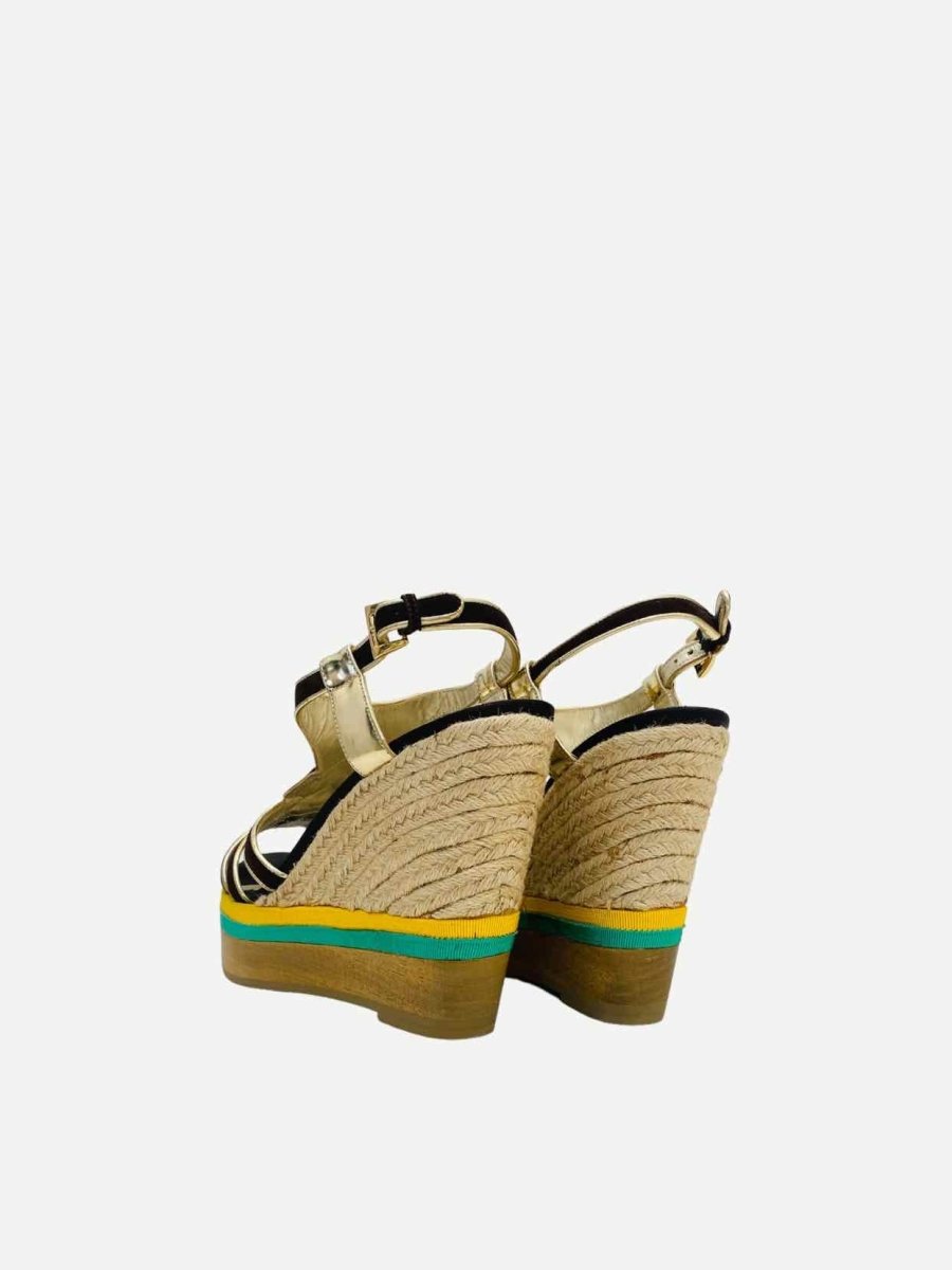 Pre - loved LORIBLU Espadrille Brown Multicolor Wedges at Reems Closet