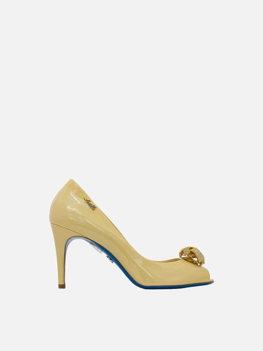 Pre - loved LORIBLU Peep Toe Cream Pumps 38 at Reems Closet