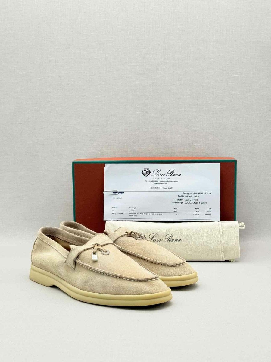 Pre-loved LORO PIANA Beige Size EU 38.5 Loafers at Reems Closet