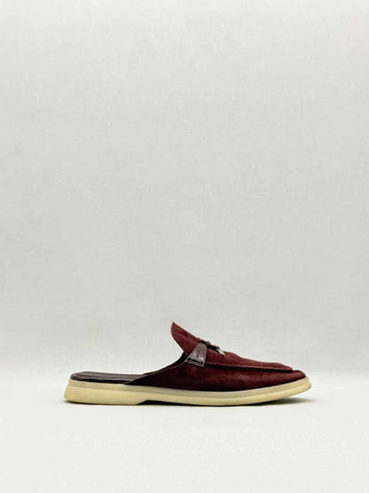 Pre - loved LORO PIANA Burgundy Size EU 39.5 Mules at Reems Closet