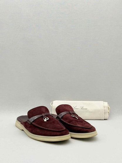 Pre - loved LORO PIANA Burgundy Size EU 39.5 Mules at Reems Closet