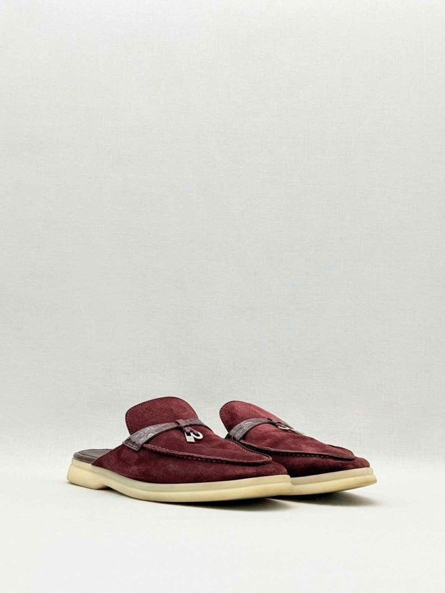 Pre - loved LORO PIANA Burgundy Size EU 39.5 Mules at Reems Closet