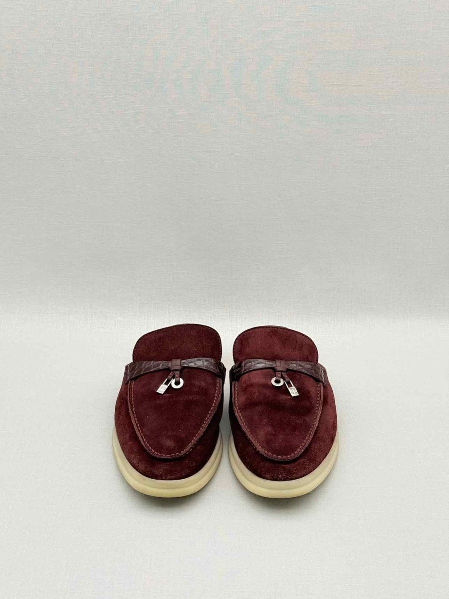 Pre - loved LORO PIANA Burgundy Size EU 39.5 Mules at Reems Closet