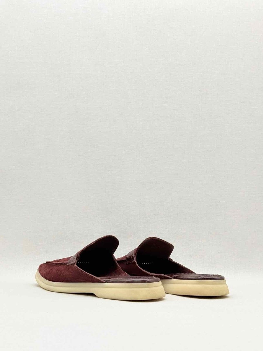 Pre - loved LORO PIANA Burgundy Size EU 39.5 Mules at Reems Closet