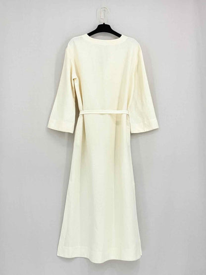 Pre - loved LORO PIANA Cream Size Small Midi Dress at Reems Closet
