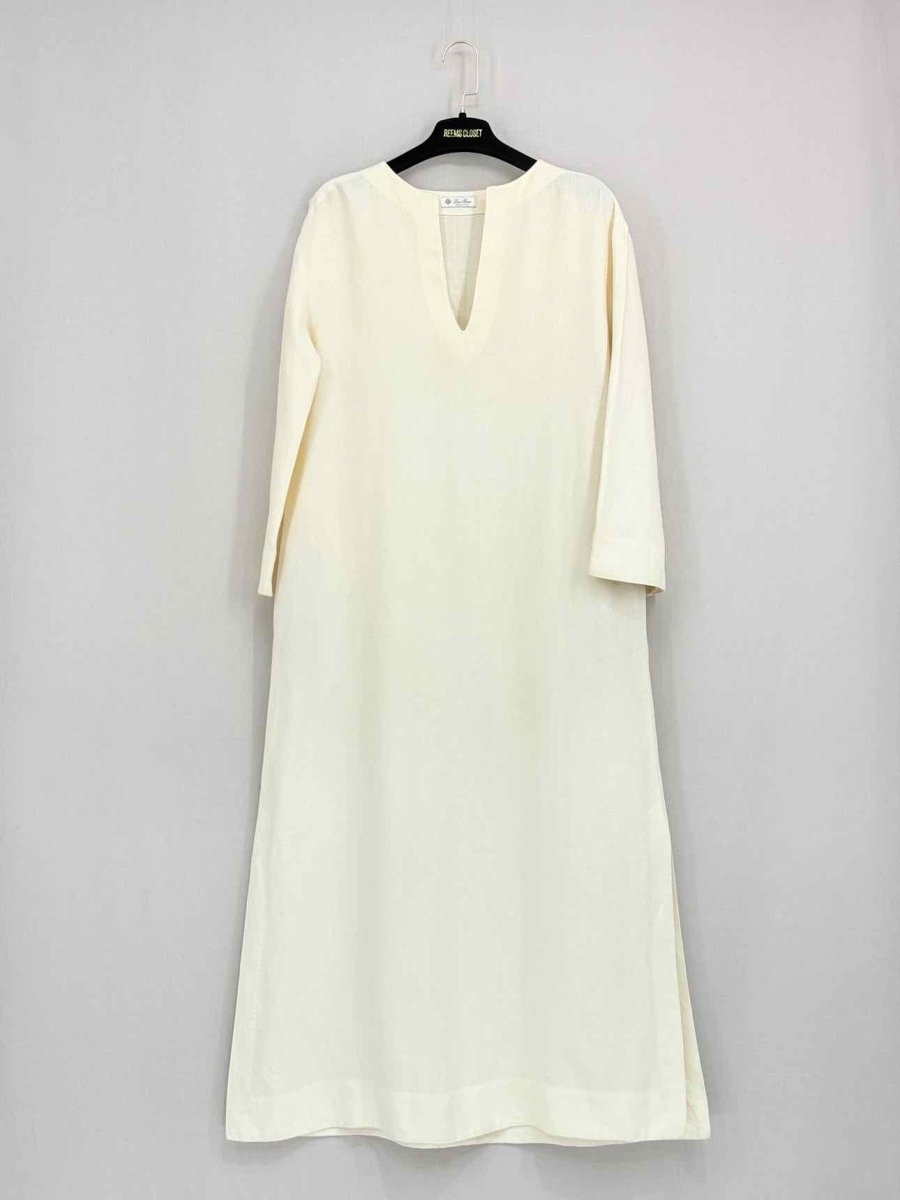 Pre - loved LORO PIANA Cream Size Small Midi Dress at Reems Closet