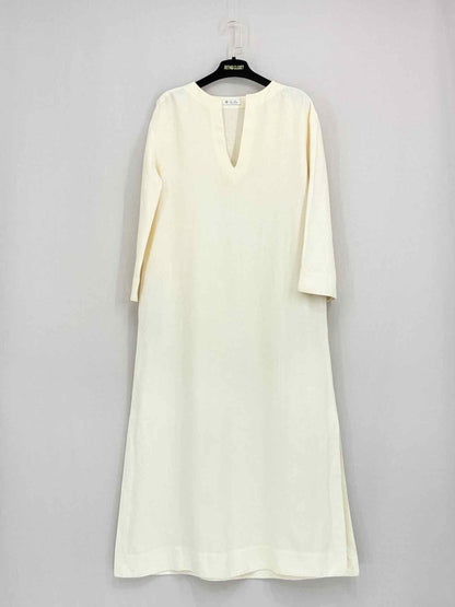 Pre - loved LORO PIANA Cream Size Small Midi Dress at Reems Closet