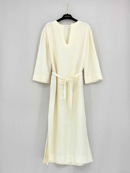 Pre - loved LORO PIANA Cream Size Small Midi Dress at Reems Closet