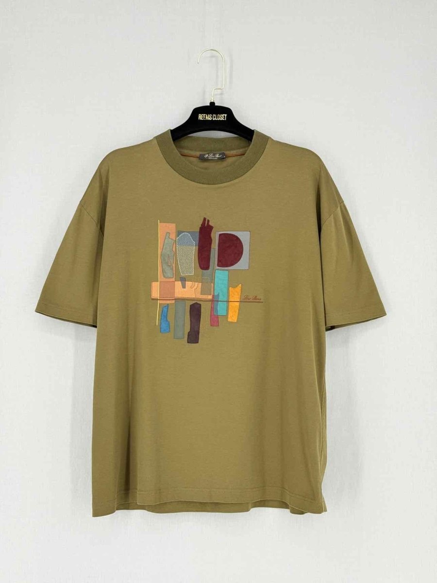 Pre - loved LORO PIANA Khaki Printed Size Small T-shirt at Reems Closet