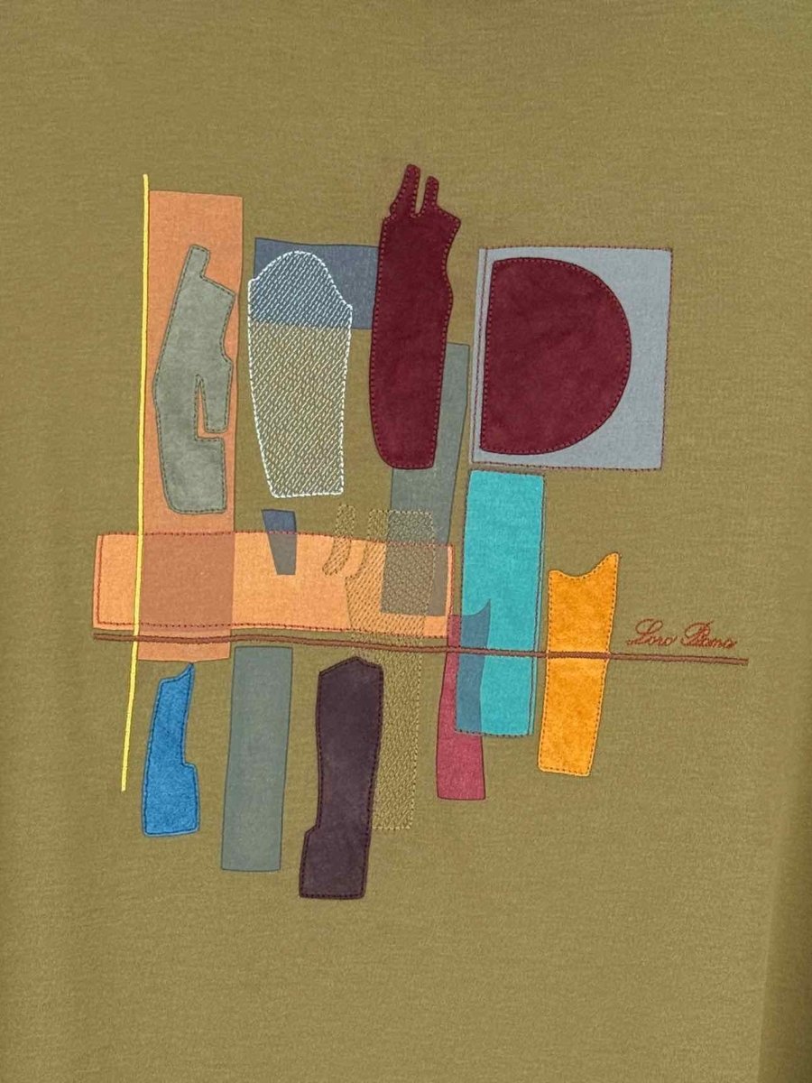 Pre - loved LORO PIANA Khaki Printed Size Small T-shirt at Reems Closet