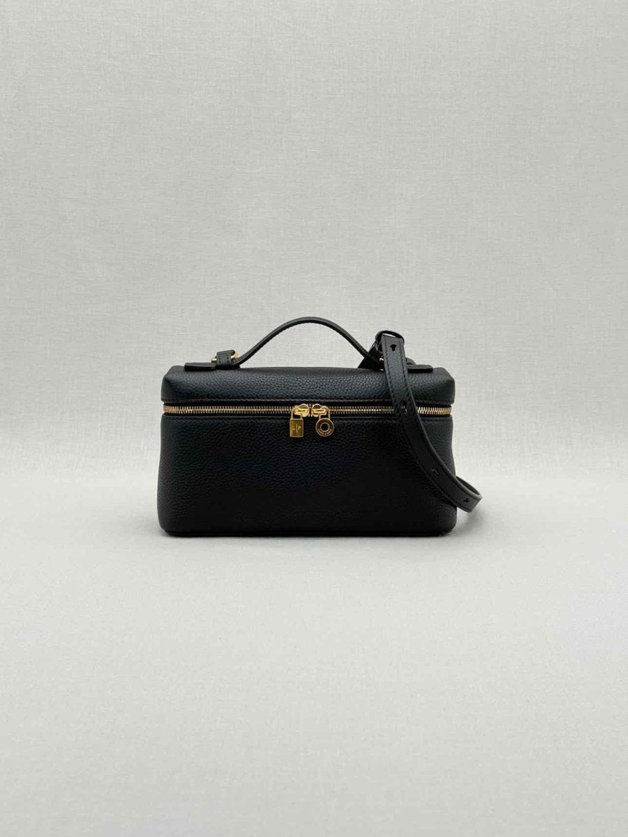 Pre - loved LORO PIANA L19 Black Pouch at Reems Closet