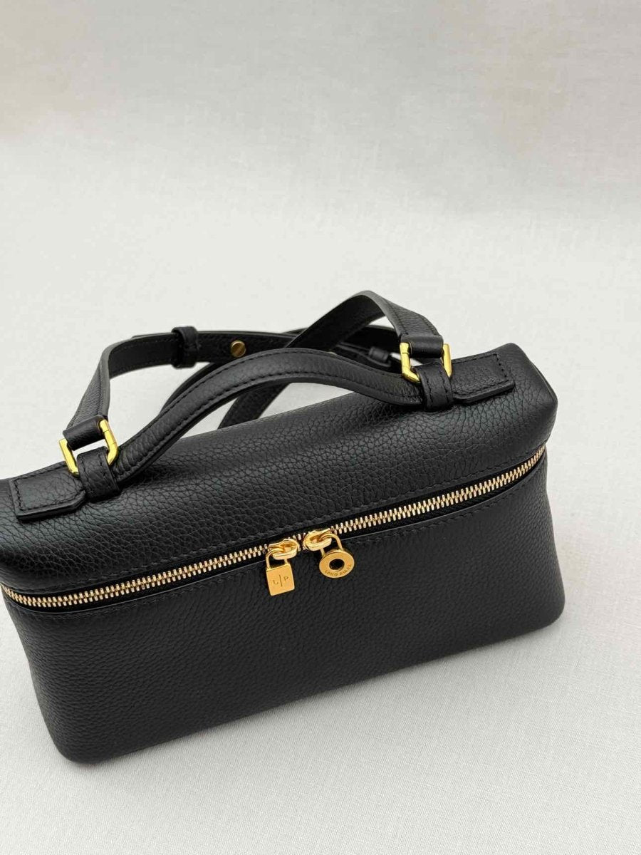 Pre - loved LORO PIANA L19 Black Pouch at Reems Closet