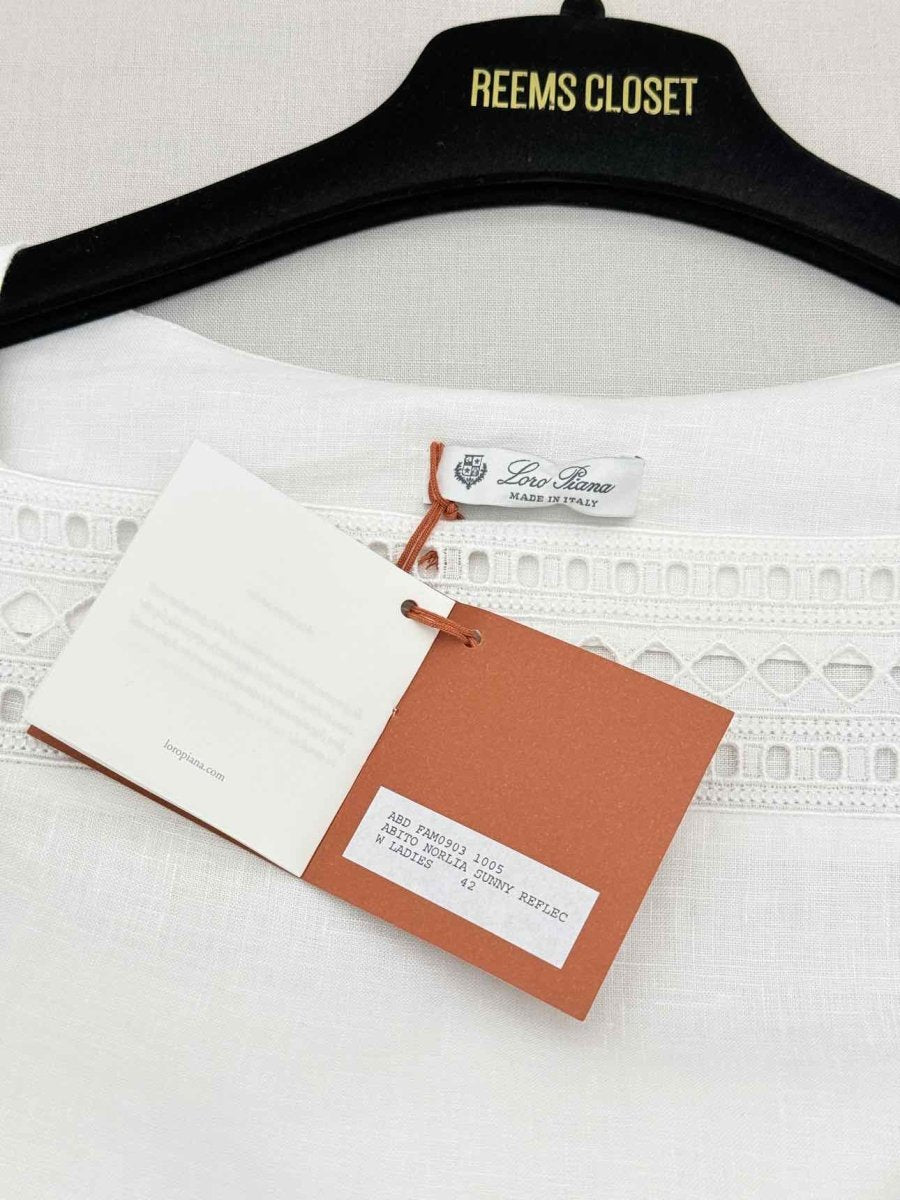 Pre-loved LORO PIANA Norlia White Size US 6 Midi Dress at Reems Closet