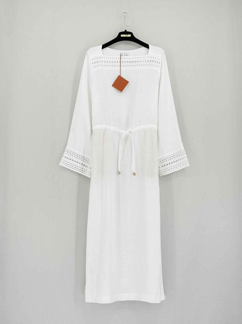 Pre-loved LORO PIANA Norlia White Size US 6 Midi Dress at Reems Closet