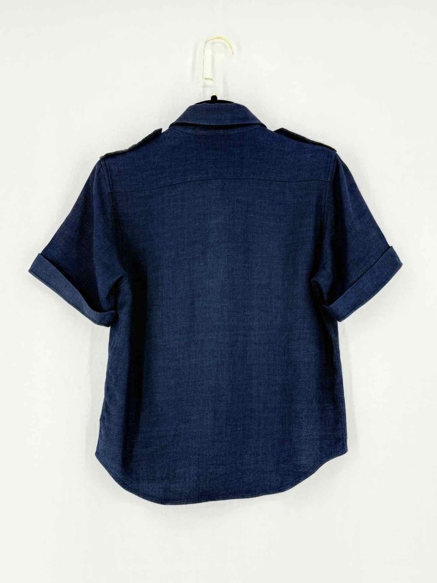 Pre - loved LORO PIANA Short Sleeve Blue Shirt at Reems Closet