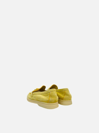 Pre - loved LORO PIANA Summer Charms Walk Yellow Loafers at Reems Closet