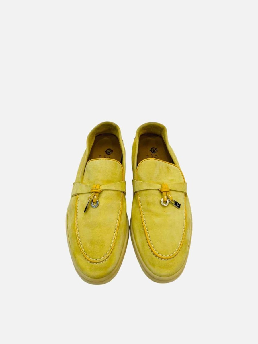 Pre - loved LORO PIANA Summer Charms Walk Yellow Loafers at Reems Closet