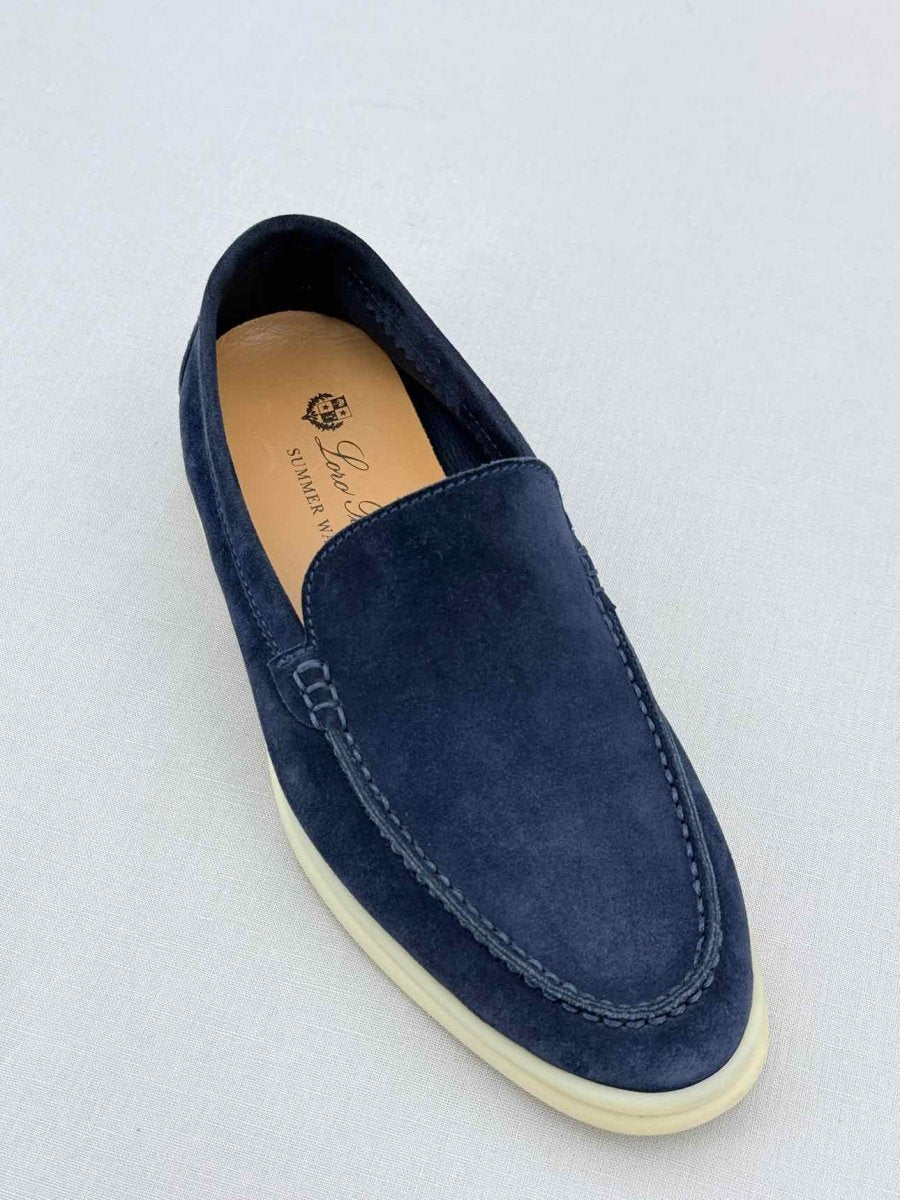Pre - loved LORO PIANA Summer Walk Navy Blue Size EU 35 Loafers at Reems Closet