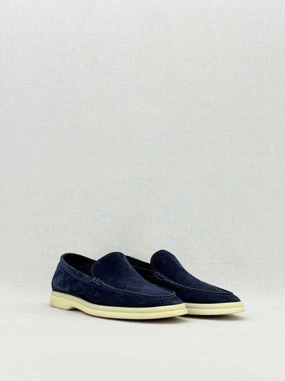 Pre - loved LORO PIANA Summer Walk Navy Blue Size EU 35 Loafers at Reems Closet