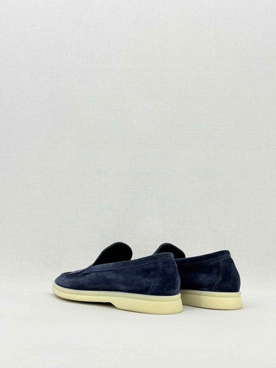 Pre - loved LORO PIANA Summer Walk Navy Blue Size EU 35 Loafers at Reems Closet