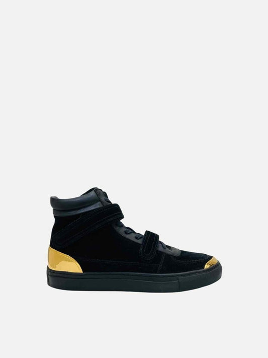 Pre - loved LOUIS LEEMAN Hi Top Black w/ Gold Men's Sneakers at Reems Closet