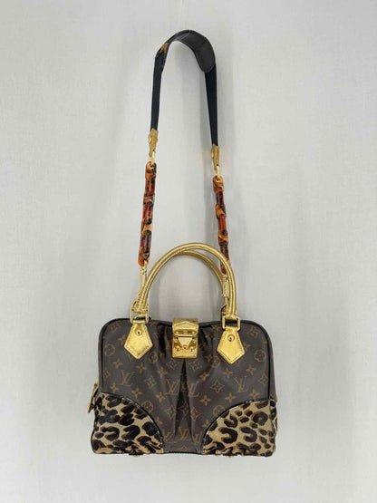 Pre - loved LOUIS VUITTON Adele Brown & Beige Leopard Top Handle at Reems Closet