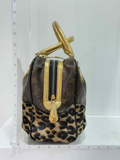 Pre - loved LOUIS VUITTON Adele Brown & Beige Leopard Top Handle at Reems Closet