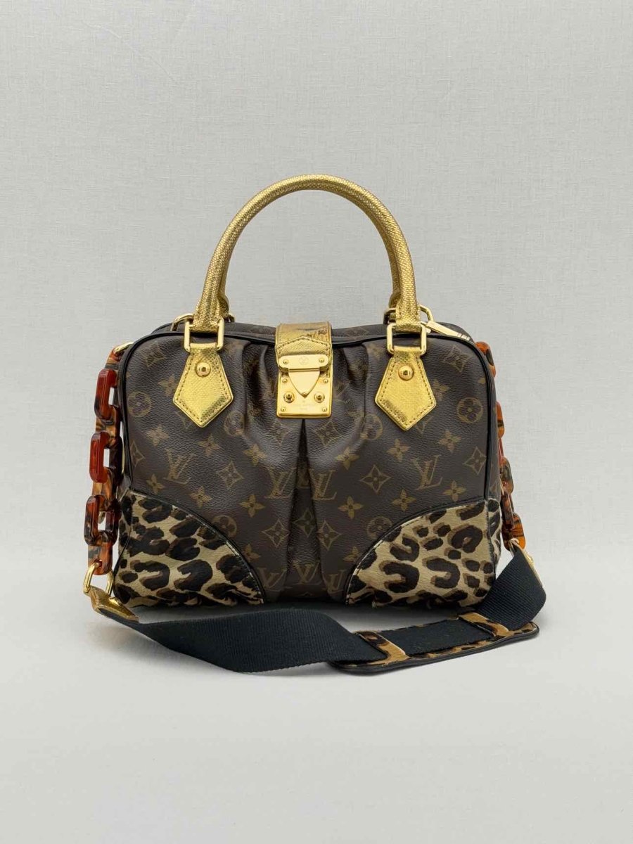 Pre - loved LOUIS VUITTON Adele Brown & Beige Leopard Top Handle at Reems Closet
